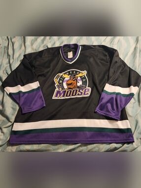 Minnesota Moose Vintage 90s Bauer IHL Hockey Jersey‎ Men's XL Made In Canada